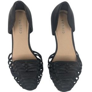 Torrid Womens Flats Black Slip On Weave Size 10 Wide
